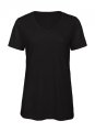 Dames V-hals T-shirt Triblend B&C TW058 Black